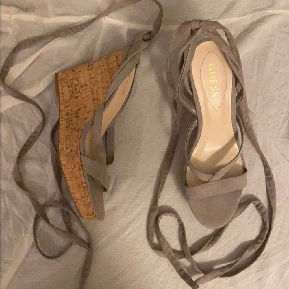 Guess lace up wedge sandals, size 8